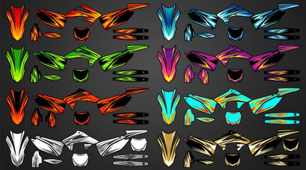 Collection of Colorful Motorcycle Decal Kits for Customization. © siti