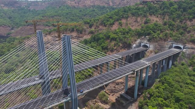 Mumbai Pune Missing Link Highway Aerial Drone Shot,
Missing Link Highway Bridge India

