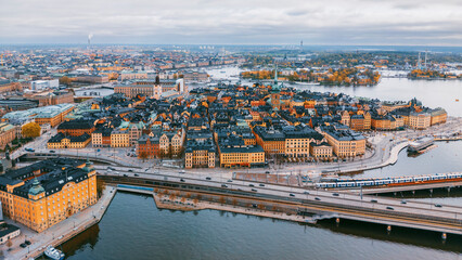 Obraz premium Aerial view of Stockholm old historic district Gamla stan