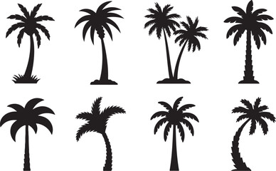 Fototapeta premium Set of silhouettes of palm trees