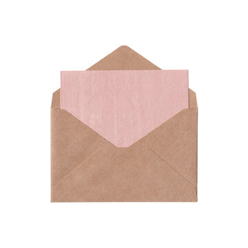 Open Kraft Envelope with Pink Message Card
