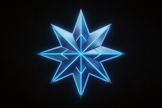 Blue glowing star shape on black background