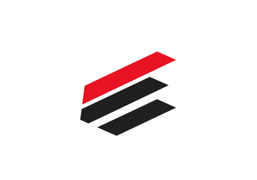 Abstract slanted red and black stripe logo icon