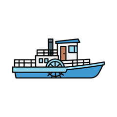 Naklejka premium Vintage Steamboat Illustration on Calm Waters