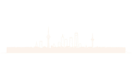 Obraz premium Minimalist Cityscape Silhouette - Modern Urban Skyline on White Background