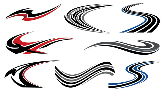 Collection of Abstract Racing Stripes and Decals.