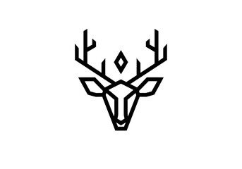 Obraz premium Minimalist black geometric deer head icon.