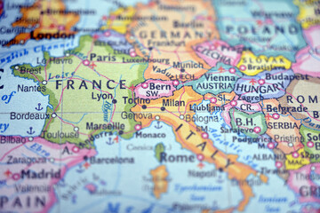 Obraz premium Milan Italy Map Highlight with Soft Blur Background