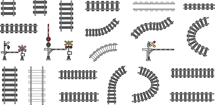 Assorted railway track and switch vector icons Vector