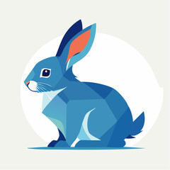 Obraz premium Geometric Blue Rabbit Illustration