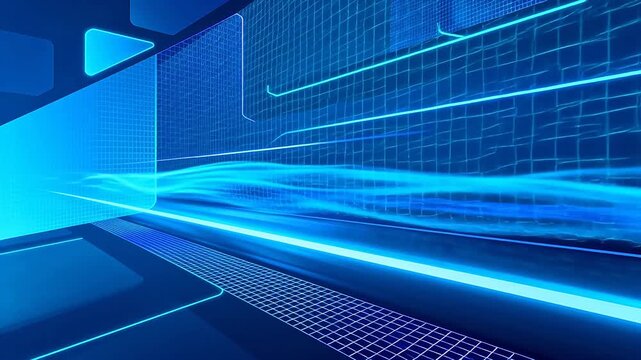 Abstract futuristic geometric background with blue and purple glowing lines