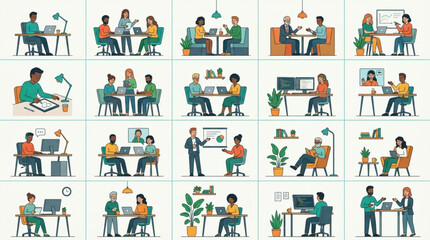 Fototapeta premium Diverse group of people collaborating in modern office settings.