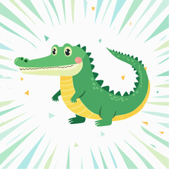 Naklejka premium Cute Cartoon Alligator Illustration