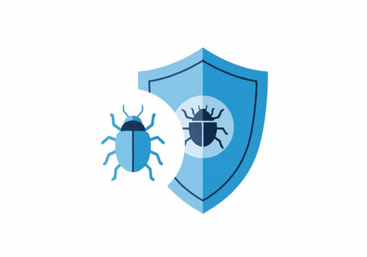 Cybersecurity shield protecting against digital threats and malware.