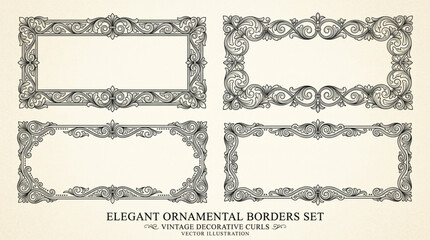 Four Elegant Ornamental Borders and Frames Collection. © sitio