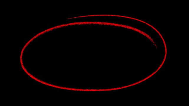 Hand-drawn red circle animation loop on transparent background, for highlighting doodle