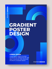 Fototapeta premium Abstract Blue Geometric Poster Design with Gradient Shapes for Corporate and Technology Business Flyer