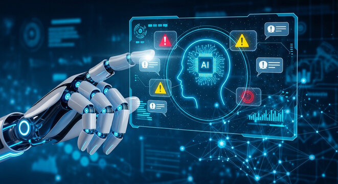 Artificial intelligence error detection with robotic hand touching digital interface