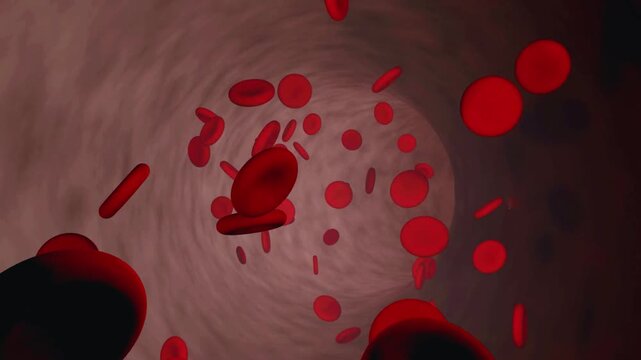 Red Blood Cells Flowing Around Atherosclerotic Plaque in Artery - 3D Medical Animation Stock Video