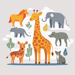 Fototapeta premium Collection of Stylized African Animals