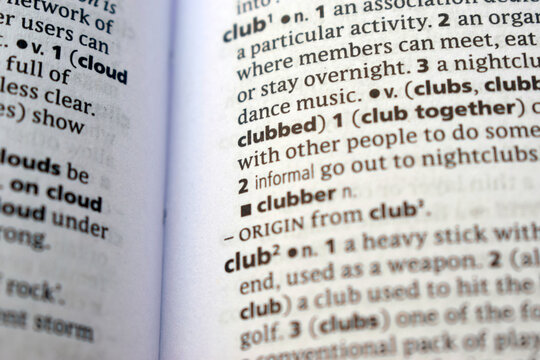 Detail Of English Dictionary Page And Word Pronunciation Of - clubbed