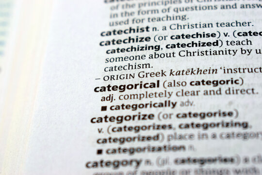 English Dictionary Page Close Up With The Word Definition Of - categorical