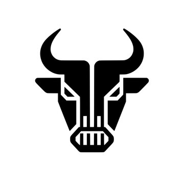 Minimalist abstract bull head logo