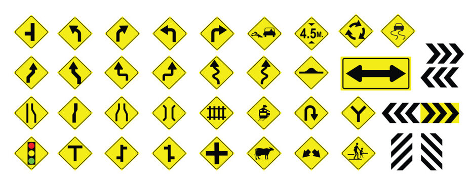 Road Sign Symphony: A comprehensive collection of road signs. each sign is a visual symphony, guiding drivers with a clear and concise language. Navigate the roads with confidence.