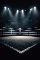Obraz premium Dramatic boxing ring under lights.