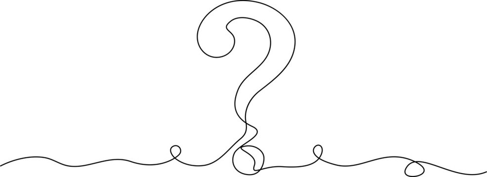 Continuous one line drawing of Question mark, line art, continuous one line drawing, minimalist vector icon, symbol