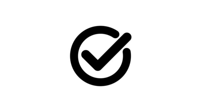 Black Check Mark Symbol Inside Circular Outline on White Minimal Background Representing Approval Verification and Validation Concept