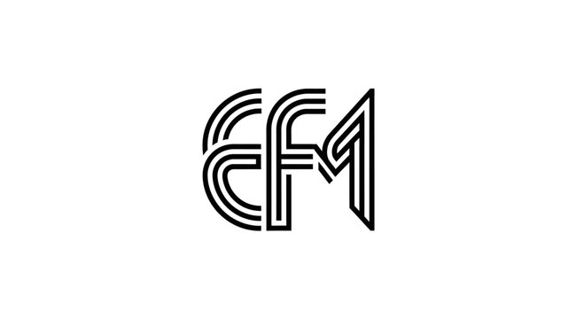 Abstract Monogram Logo EFM with Triple Line Geometric Style