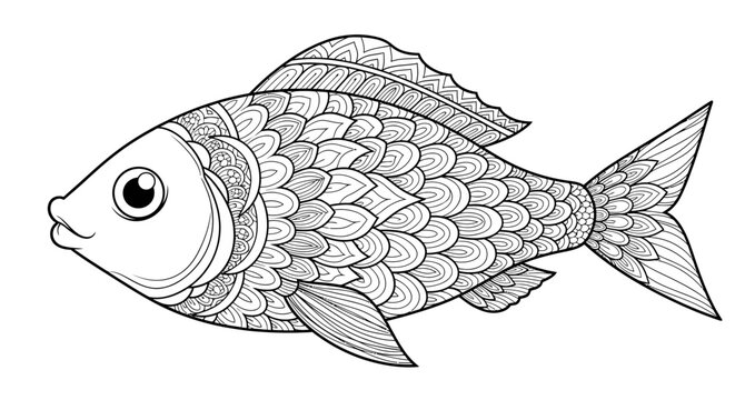 Detailed fish illustration with geometric scale patterns