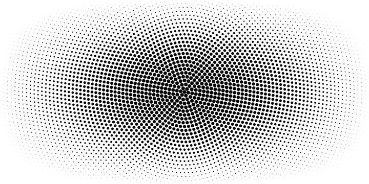 Halftone circular spiral logo set. Circular dotted isolated on the white background. Halftone fabric design.Halftone circle dots texture. Vector design element for various purposes.