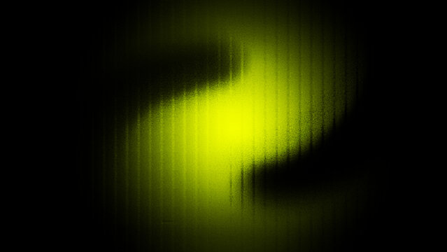 Abstract blurred yellow neon light circle and letter S behind ribbed glass texture