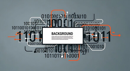 Fototapeta premium Digital circuit board with binary code on gray background for tech concepts