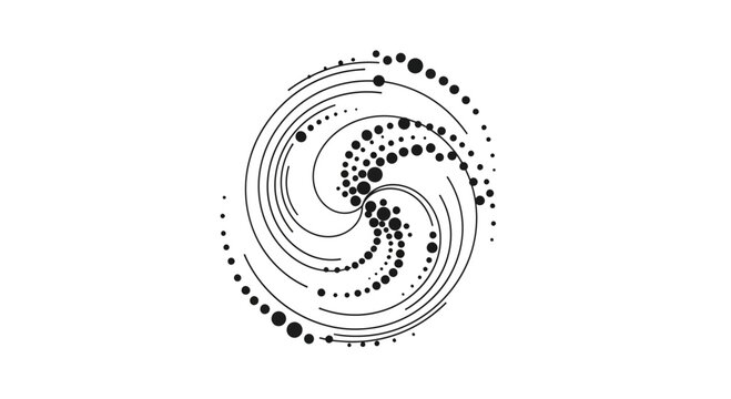 Abstract Swirling Vortex of Dots and Lines Minimalist Design