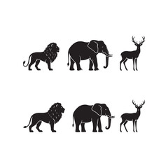 Obraz premium Minimal Three Animal Silhouette Vector Set