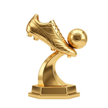 Golden Soccer Shoe Trophy Award Isolated Transparent