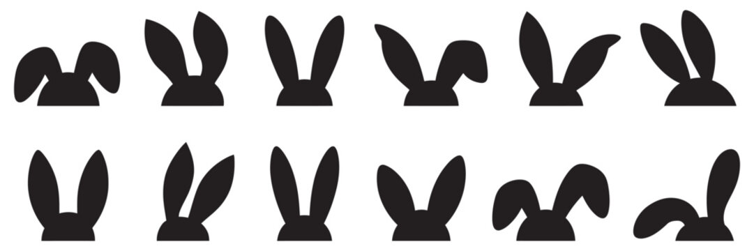 Cute Easter bunny ears vector icon set, holiday celebration symbols, playful rabbit ears collection, spring festive decoration illustration