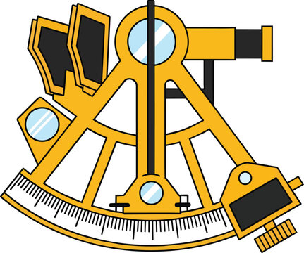 Nautical Sextant Astronomical Navigation Instrument Illustration