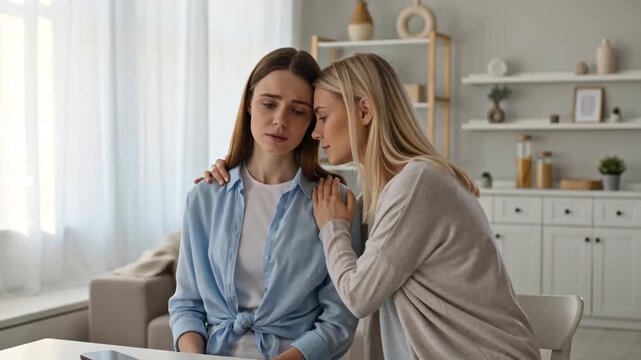 Empathetic Friend Offers Comfort and Support to Upset Woman, Demonstrating Emotional Connection