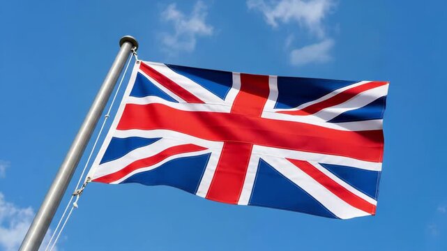 4K Seamless Loop Union Jack Flag Waving Realistic UK Flag Animation Background