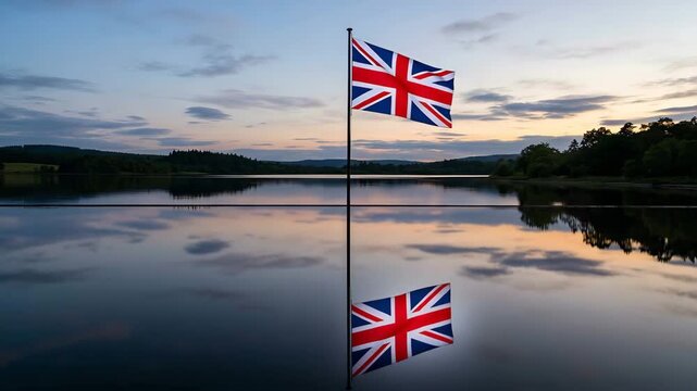 4K Seamless Loop Union Jack Flag Waving Realistic UK Flag Animation Background