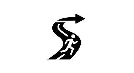 Fototapeta premium Person running on a road symbol depicts active progress and moving forward towards a new direction.