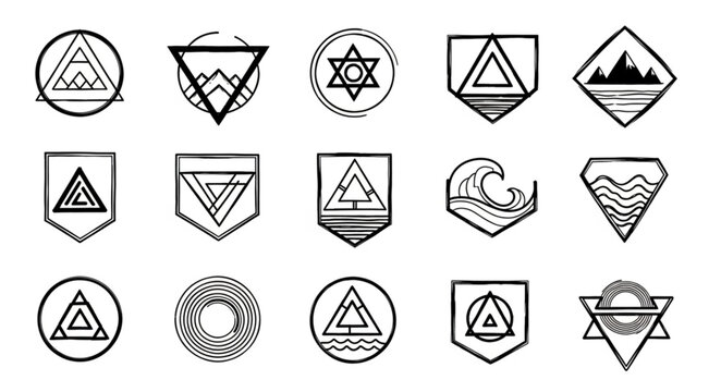 Collection of Geometric Symbols with Nature Elements.
