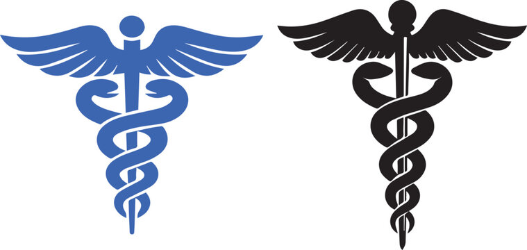 Blue and black caduceus medical symbols Vector
