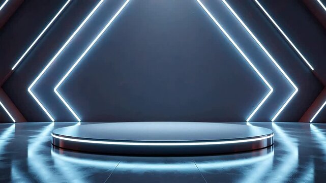 Red neon lighted circular stage