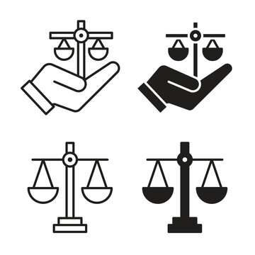 Law icon vector logo set flat and stroke lines
