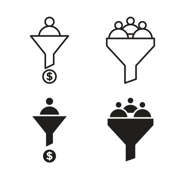 Lead conversion icon vector logo set flat and stroke lines